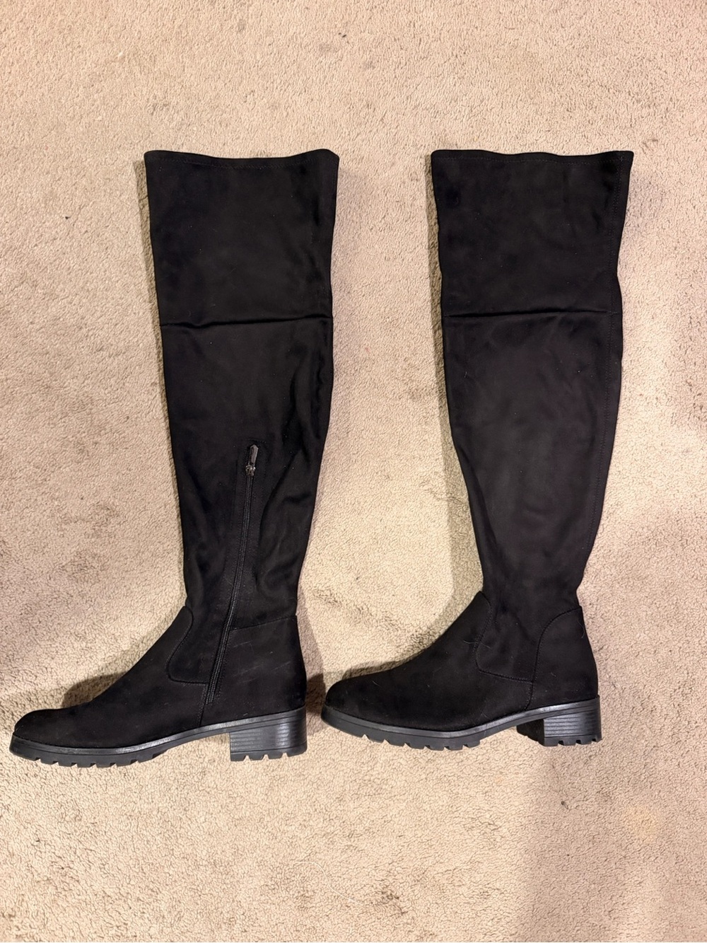 Black Suede-Look Over-the-Knee Riding Boots Women’s Size 10